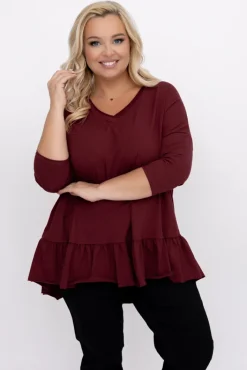 Damskie Włoski Bordowa Bluzka VEBERO