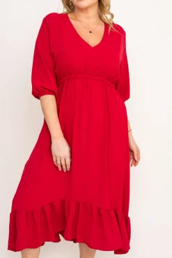 Polski Bordowa Sukienka AMOROSA