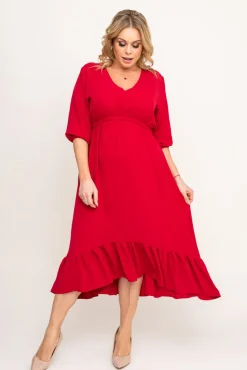 Polski Bordowa Sukienka AMOROSA