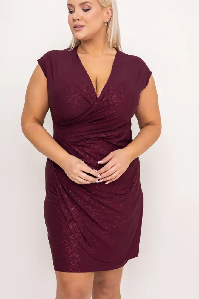 Polski Bordowa Sukienka brokatowa VENZIN