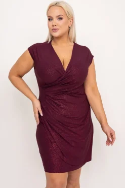 Polski Bordowa Sukienka brokatowa VENZIN