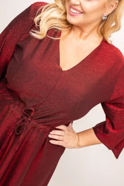 Polski Bordowa Sukienka błyszcząca REZIO