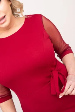 Polski Bordowa Sukienka CRAVATTA