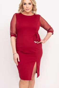 Polski Bordowa Sukienka CRAVATTA