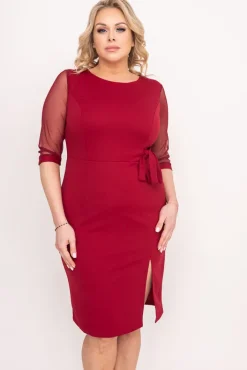 Polski Bordowa Sukienka CRAVATTA