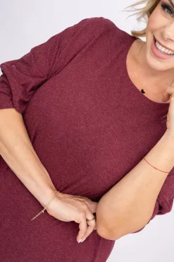 Polski Bordowa Sukienka DONNA