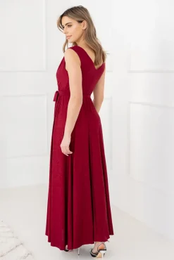 Polski Bordowa Sukienka FIANCO Maxi