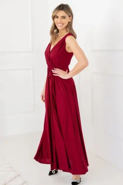 Polski Bordowa Sukienka FIANCO Maxi