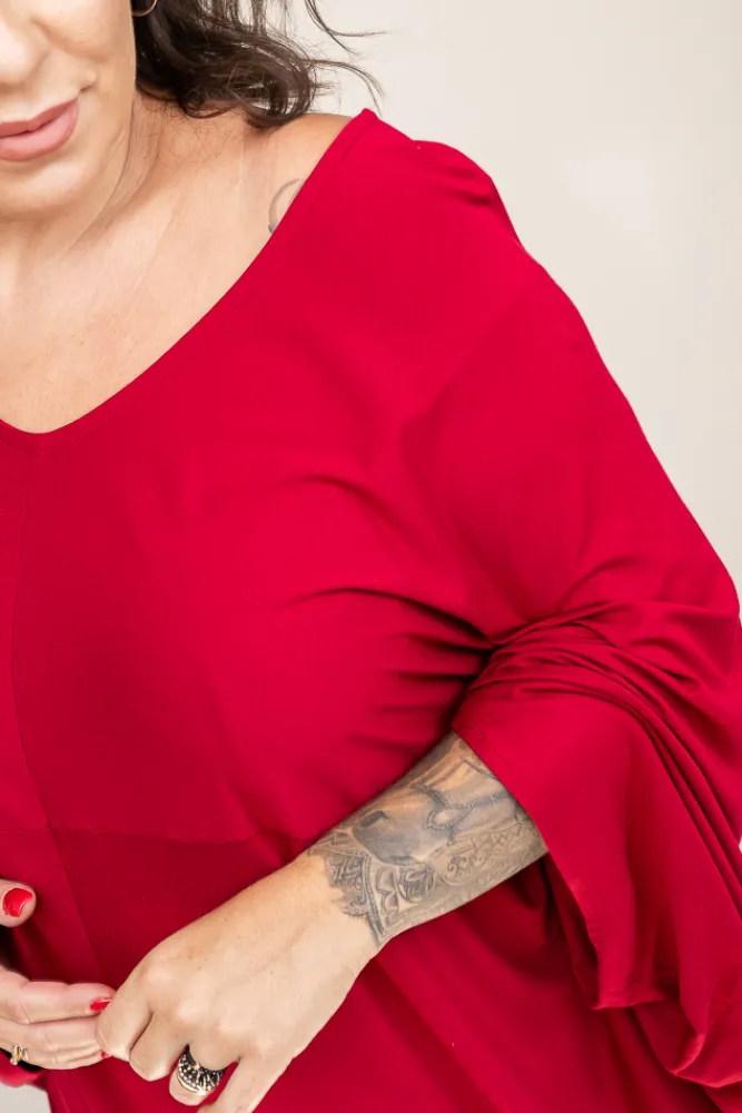 Polski Bordowa Sukienka HERMI