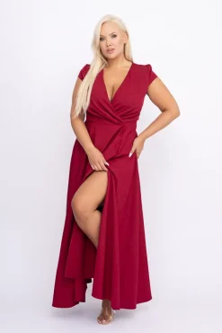 Polski Bordowa Sukienka LOREDANA