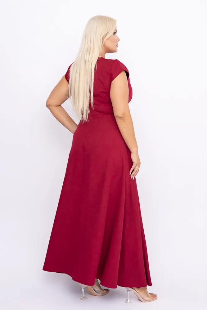 Polski Bordowa Sukienka LOREDANA