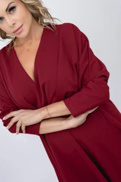 Włoski Bordowa Sukienka MAURI