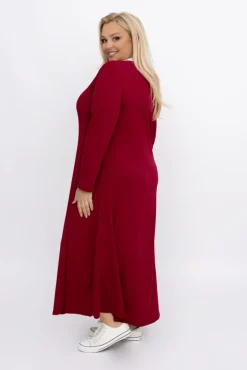 Włoski Bordowa Sukienka prążkowana MAYORDI