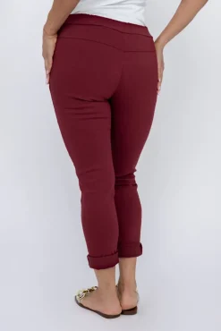 Damskie Włoski Bordowe Spodnie GIATTO