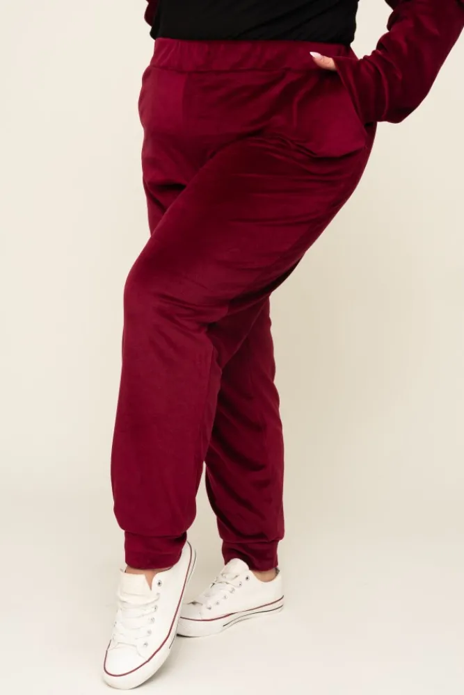 Damskie Polski Bordowy Komplet Dresowy POLIN Welurowy