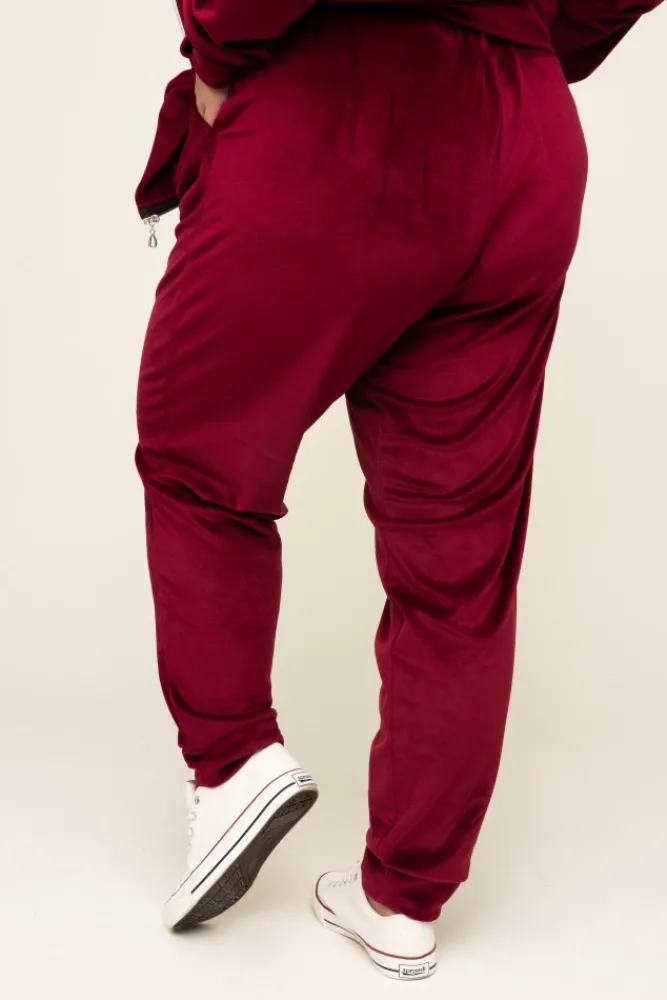 Damskie Polski Bordowy Komplet Dresowy POLIN Welurowy