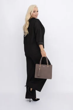 Włoski Brunatny Komplet z wisiorkiem KORGIO