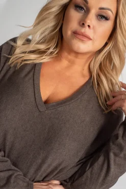 Damskie Włoski Brunatny Sweter oversize NELVI