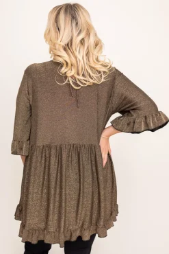 Damskie Polski Brązowa Bluzka brokatowa MISTI