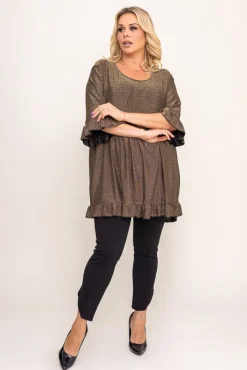 Damskie Polski Brązowa Bluzka brokatowa MISTI