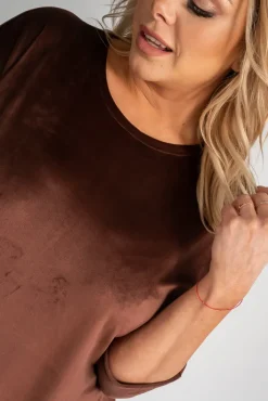 Polski Brązowa Sukienka welurowa TAGIO