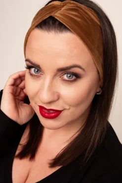 Polski Brązowa Welurowa Opaska na włosy MAGNETIC