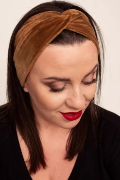 Polski Brązowa Welurowa Opaska na włosy MAGNETIC