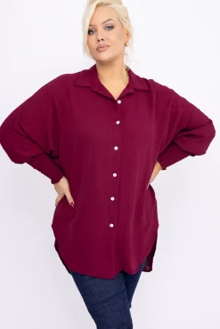 Damskie Włoski Burgundowa Koszula BELUNTI