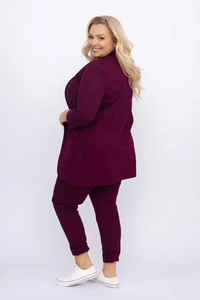 Damskie Polski Burgundowa Marynarka CINTA