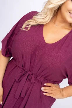 Polski Burgundowa Sukienka brokatowa MONSORI