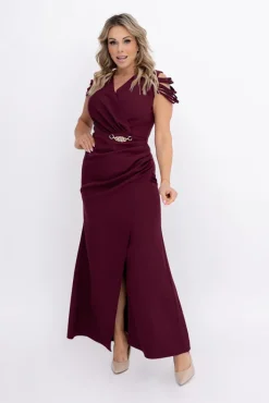 Polski Burgundowa Sukienka z łańcuszkiem SARIA