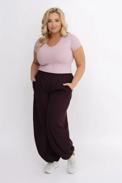 Damskie Włoski Burgundowe Spodnie SOMENTO