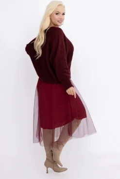 Damskie Włoski Burgundowy Komplet ze sweterkiem AMELIE