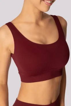 Damskie Polski Burgundowy Top prążkowany RIBBED