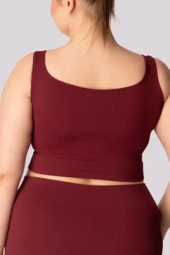 Damskie Polski Burgundowy Top prążkowany RIBBED