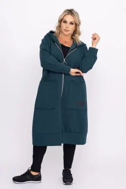 Damskie Włoski Butelkowozielona Bluza ocieplana VERMEN