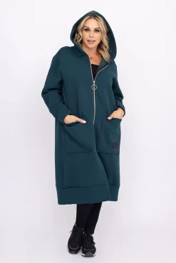 Damskie Włoski Butelkowozielona Bluza ocieplana VERMEN