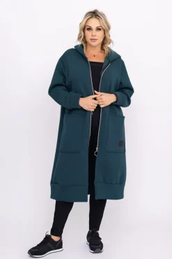 Damskie Włoski Butelkowozielona Bluza ocieplana VERMEN