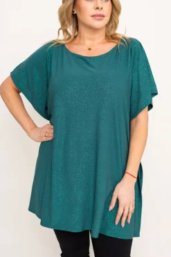 Damskie Polski Butelkowozielona Bluzka brokatowa MALPEZA