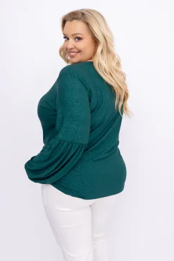 Damskie Polski Butelkowozielona Bluzka brokatowa WINERSI