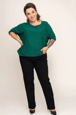 Damskie Polski Butelkowozielona Bluzka Brokatowa DEQUZI