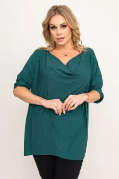 Damskie Polski Butelkowozielona Bluzka brokatowa SANOMI