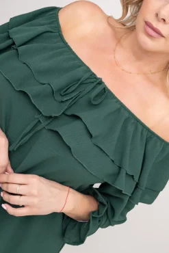 Damskie Włoski Butelkowozielona Bluzka hiszpanka LORENZ