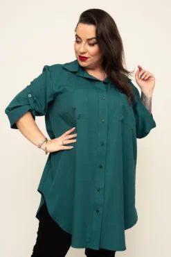 Damskie Włoski Butelkowozielona Koszula SIRIN