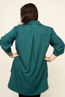 Damskie Włoski Butelkowozielona Koszula SIRIN