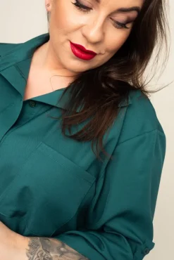 Damskie Włoski Butelkowozielona Koszula SIRIN