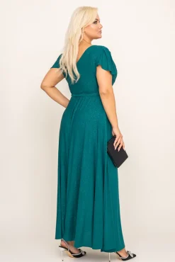 Polski Butelkowozielona Sukienka brokatowa HESIO