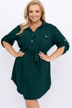 Polski Butelkowozielona Sukienka IMALI