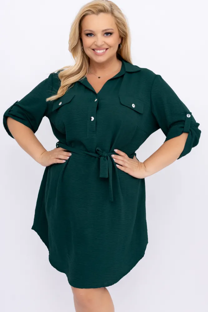 Polski Butelkowozielona Sukienka IMALI