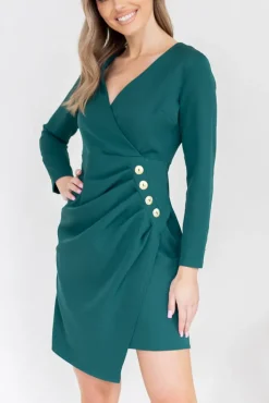Polski Butelkowozielona Sukienka KLARIN